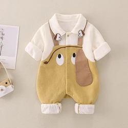 UniseBaby Pelele dos piezas para primavera y otoño con perrito bordado