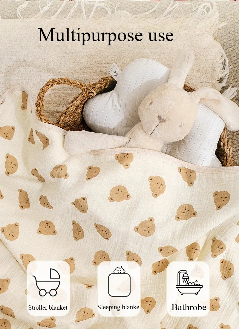 Toalla de baño para bebé, capa de algodón de gasa de 4 capas, toalla con sombrero, albornoz infantil con capucha de dibujos animados para las cuatro estaciones, Toalla de baño suave para niños pequeños - imagen 4