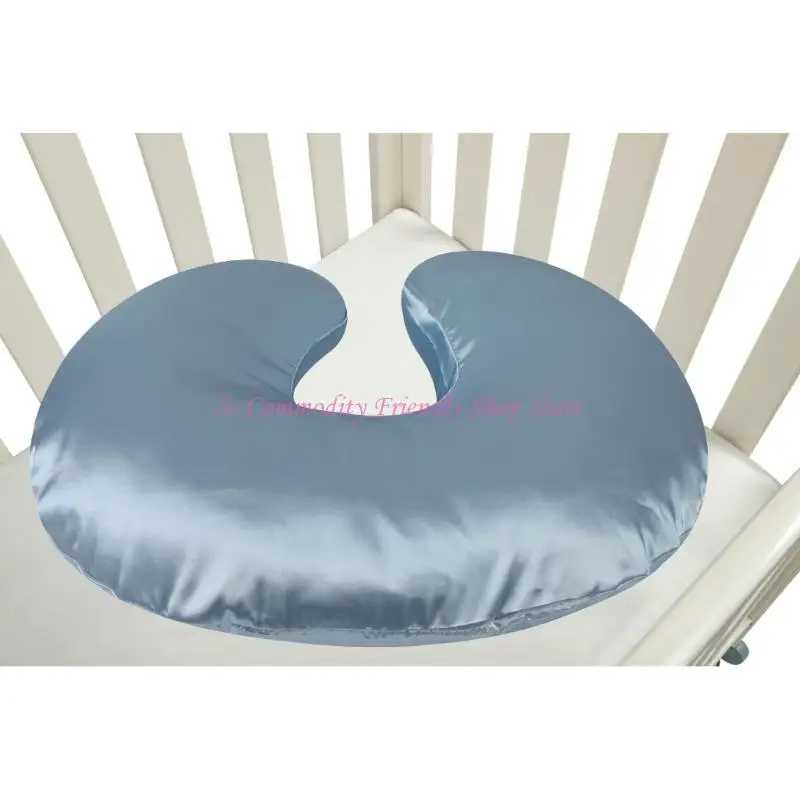 Funda de almohada de lactancia extraíble, ropa de cama para bebé, funda de almohada de lactancia en forma de U, funda de almohada de lactancia de satén de Color sólido - imagen 3
