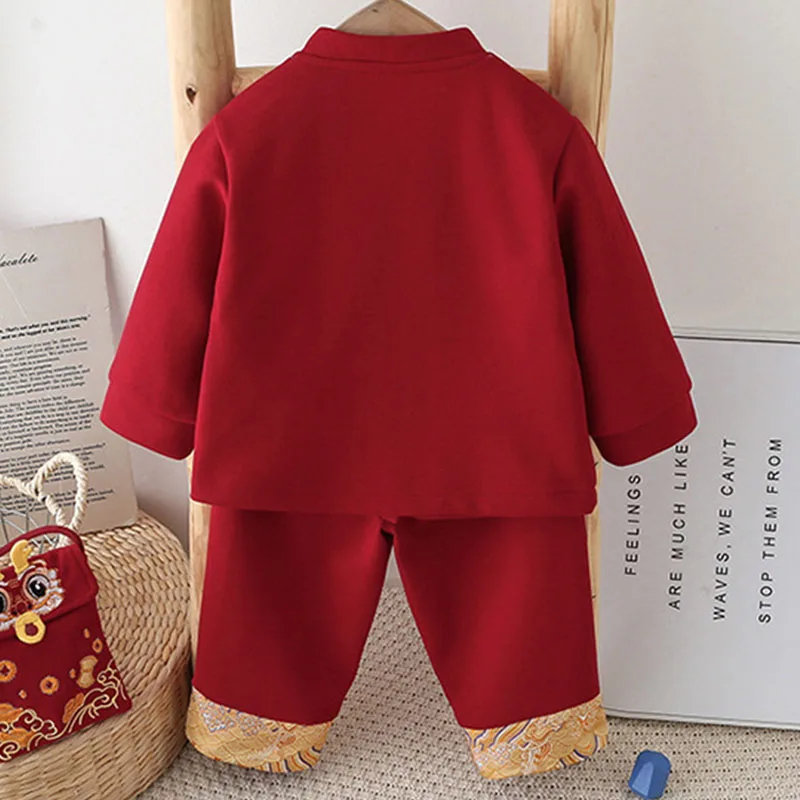Conjuntos de 2 piezas de primavera y otoño para niño pequeño, trajes de dibujos animados de color rojo, Tops de manga larga para bebé + Pantalones, ropa para niña recién nacida B305 - imagen 3