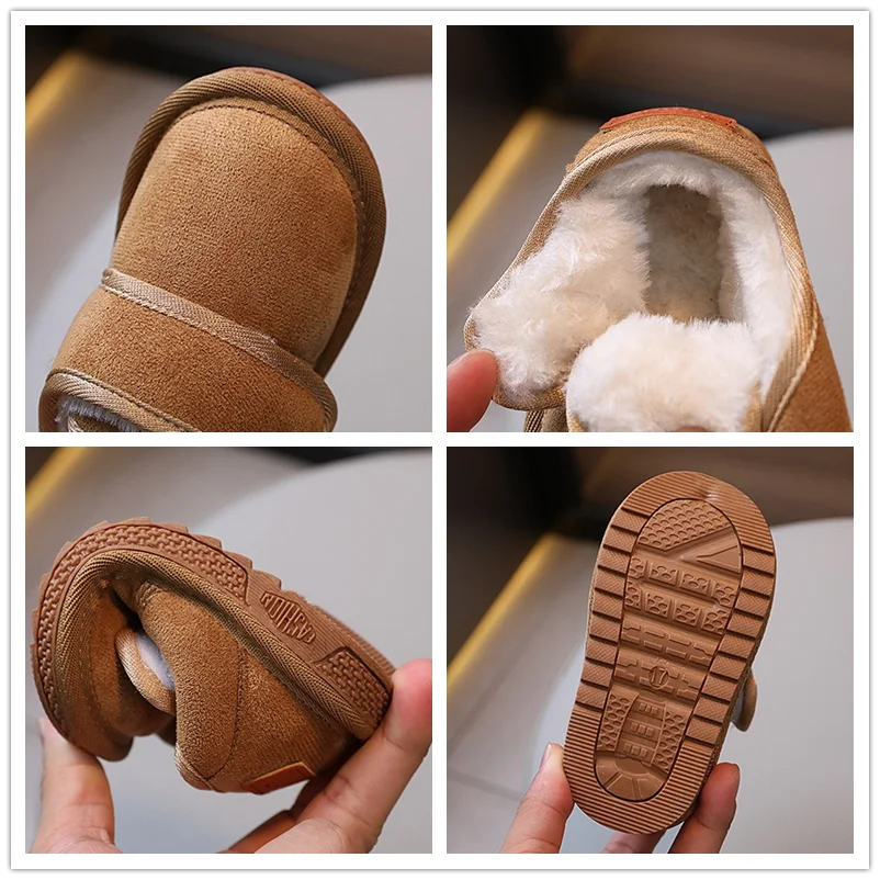 Botas de nieve de invierno para bebés y niños, botas cálidas de felpa para exteriores, botas antideslizantes de suela blanda para niños, zapatos informales para niños pequeños - imagen 5