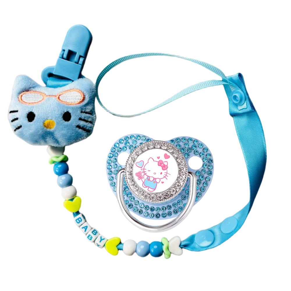 Clips para chupete personalizados azules y chupetes para bebés, chupetes con piedras preciosas de colores, chupetes personalizados gratis, destete