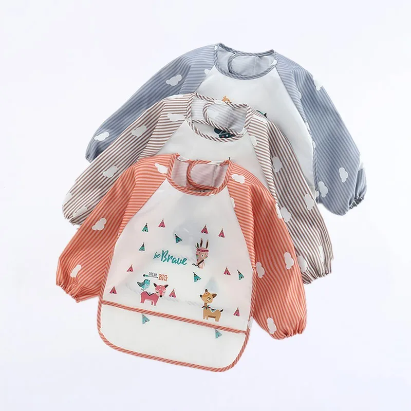 Babero impermeable manga larga bolsillo – Dibujos animados bebé