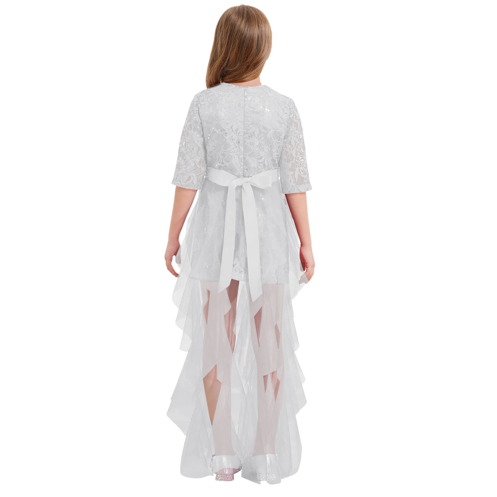 Vestido tul niña con encaje y lentejuelas para fiesta - imagen 4