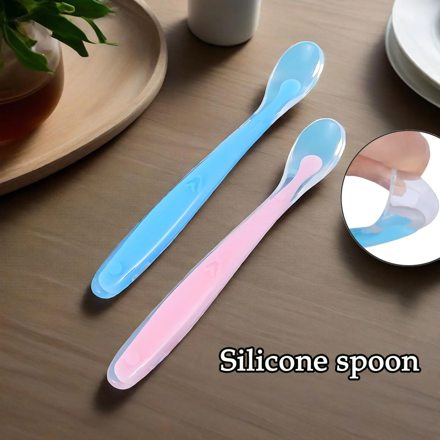 Cuchara suave de silicona para 3 bebés, cuchara de entrenamiento para bebés, alimentación sin BPA, cuchara de destete especial para bebés, caja con correa para la boca suave y no dañada - imagen 2