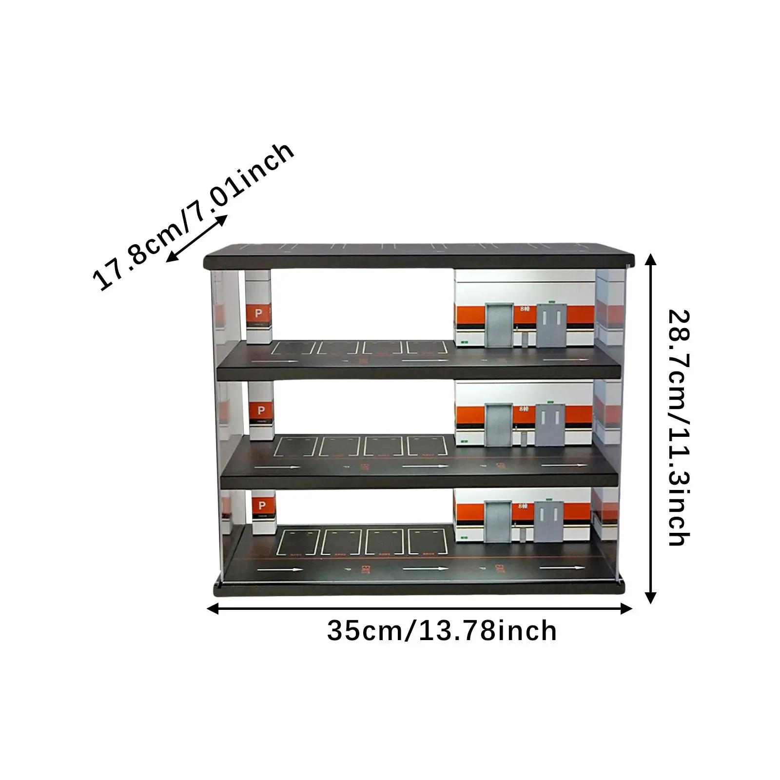 1/64 Parking Lot Scene Display Case Storage Shelf DIY Crafting Collectible