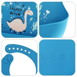 Babero de silicona impermeable con dinosaurio - Suave y ajustable