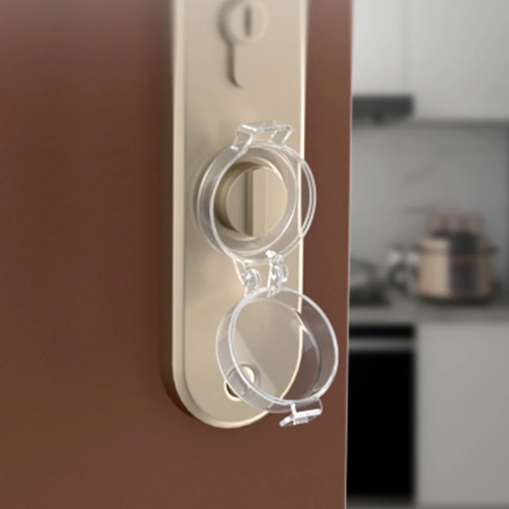 Cerradura de puerta de seguridad para niños, cubiertas de perilla de estufa transparentes a prueba de bebés, cerraduras de seguridad para perilla de puerta, cerradura de cajón de casa a prueba de niños, 4 Uds. - imagen 3