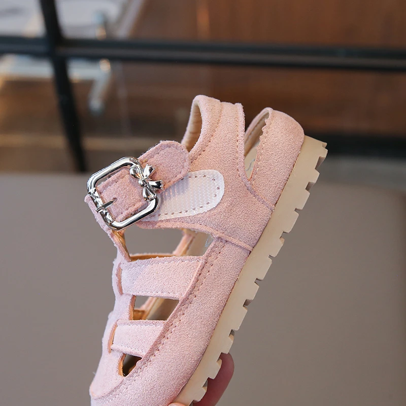 Sandalias para niñas, recortes, zapatos de playa para niños, zapatos casuales de verano para niños pequeños, sandalias antideslizantes de suela blanda para bebés, talla 21-30 - imagen 5