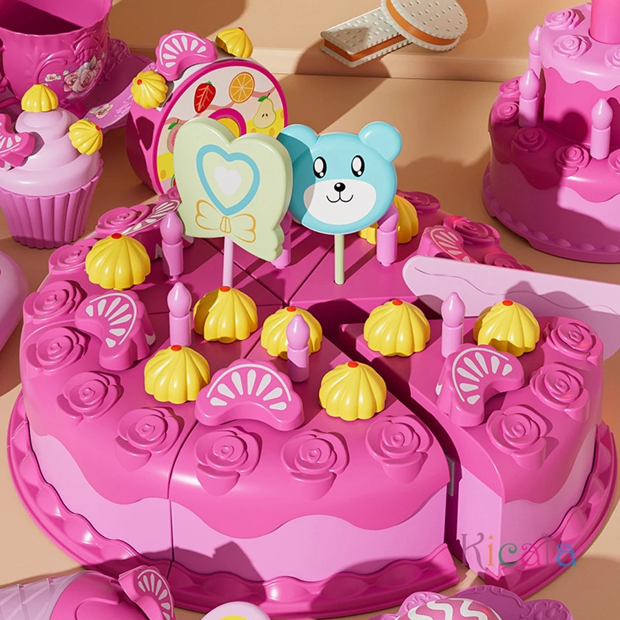 Casa de juegos, juguetes para cortar pasteles de cumpleaños, simulación de juego, vela que sopla, postre, fruta, juguete DIY, regalo de cumpleaños perfecto para Año Nuevo - imagen 3