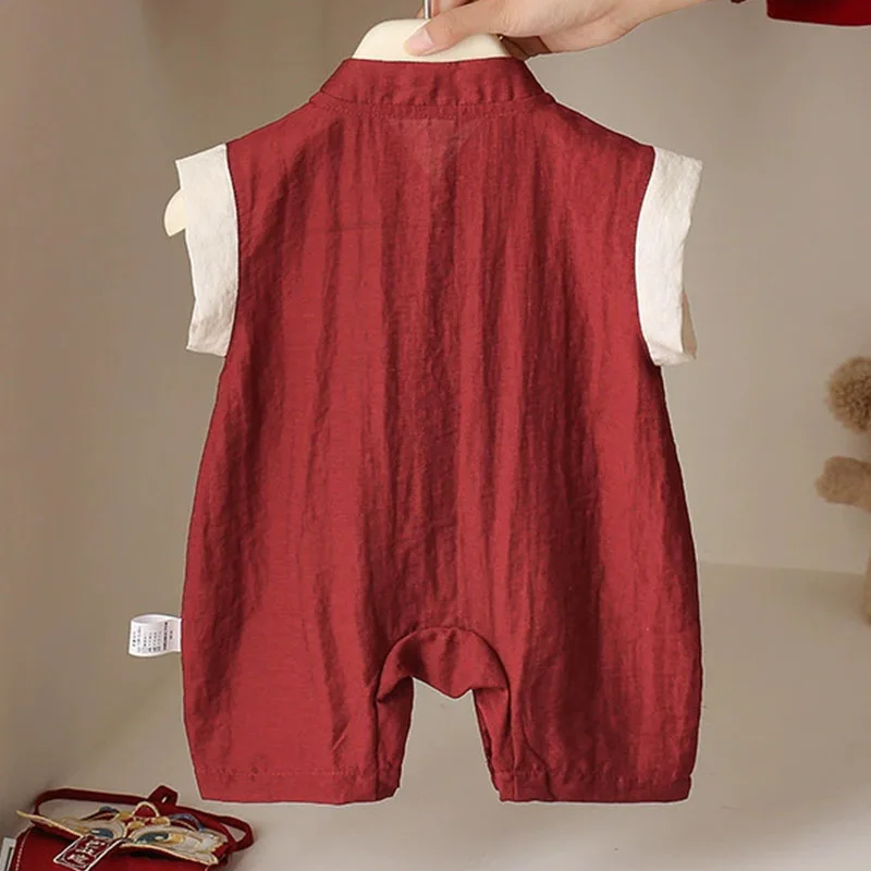 Conjuntos de verano para bebé, ropa de Boutique, moda de estilo chino, mono sin mangas con bordado bonito de dibujos animados para niña, artículos para recién nacidos B259 - imagen 2