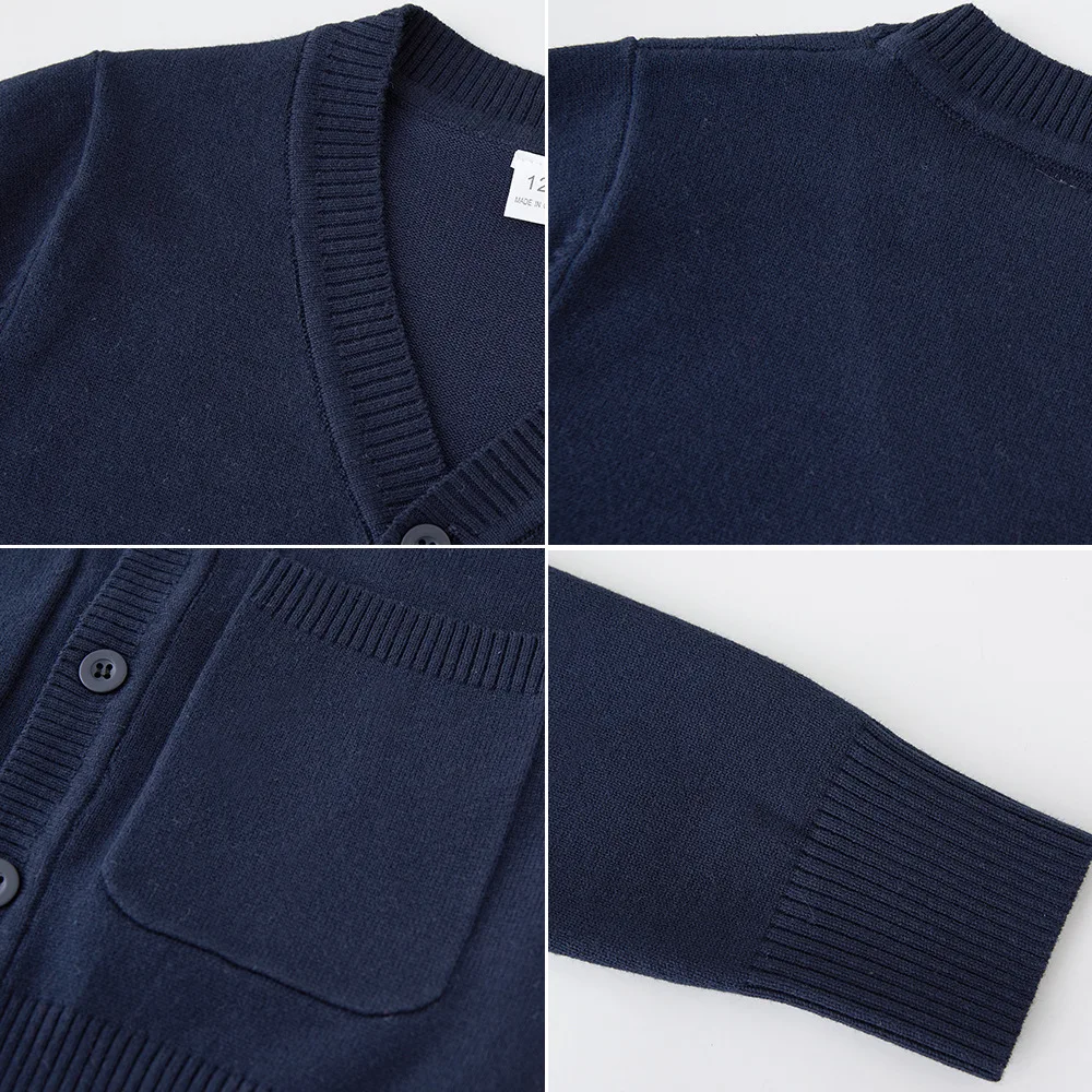 Suéter azul marino de 3 a 13 años para niños, prendas de vestir exteriores, uniforme escolar de algodón, ropa para adolescentes, suéter para niños pequeños, chaqueta - imagen 4