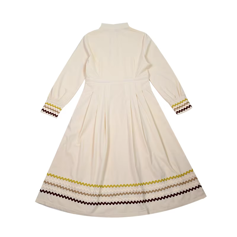 Vestido plisado cuello alto manga larga para adolescente - imagen 2