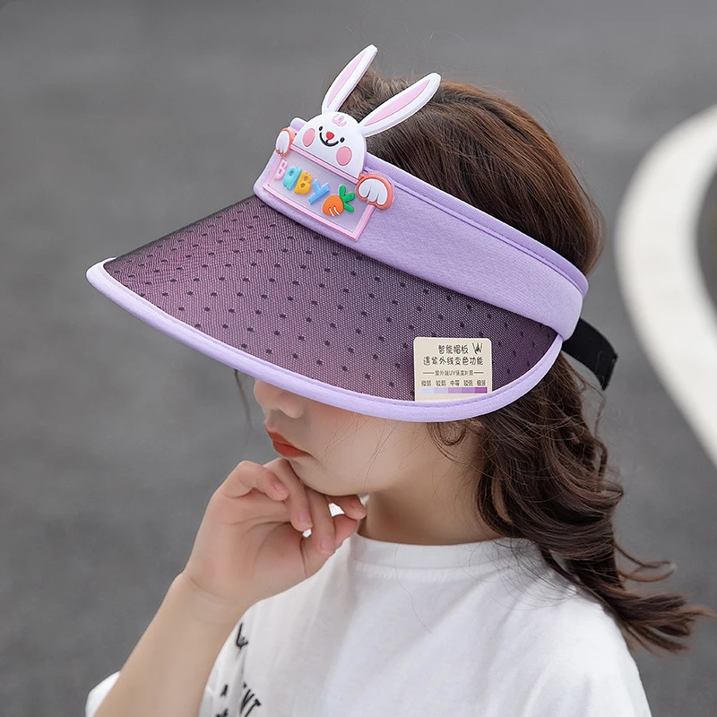 Sombrero de copa vacío que cambia de Color para niños, sombreros de sol transpirables para exteriores, protección solar para bebés, sombrero de ala grande, gorra de sol bonita de dibujos animados - imagen 3