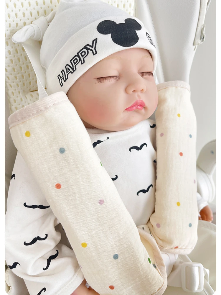 Juego de 3 uds de funda para reposabrazos de cochecito de bebé, gasa de algodón, correa para el hombro, toalla para babero, funda para mango de cochecito de bebé, accesorios para cochecito - imagen 2