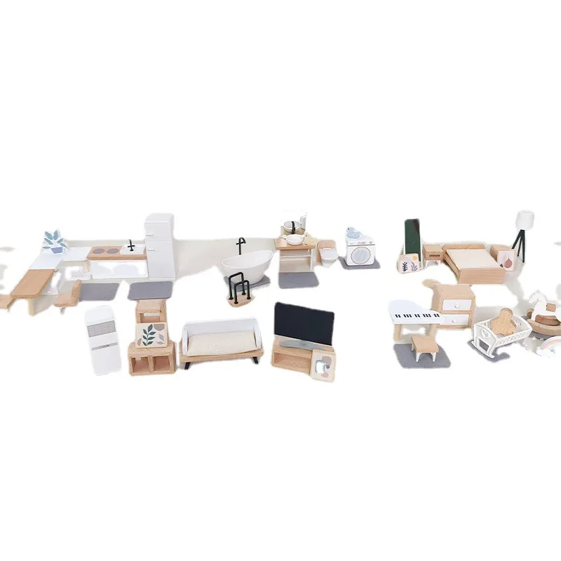 Muñeca feliz familiar, conjunto de personas en miniatura, juguete, muñecas articuladas de madera, muppet para niños, juguetes de imitación, personajes vestidos para contar historias - imagen 4