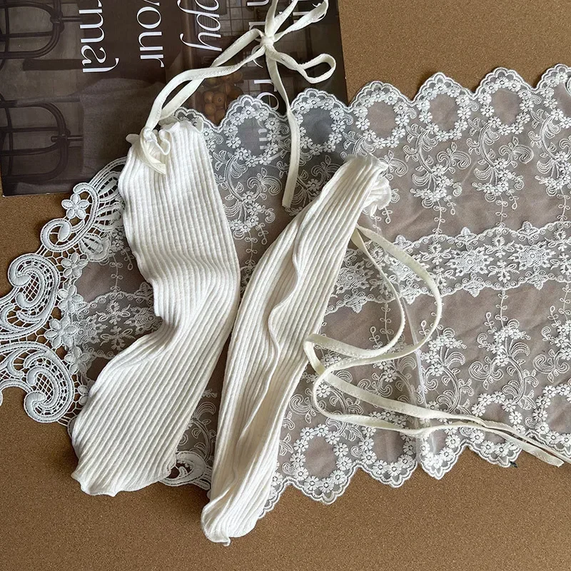 Calcetines sencillos para niños y niñas, calcetín coreano de moda de Color sólido con lazo y volantes hasta la pantorrilla, calcetín escolar de algodón suave para otoño - imagen 5