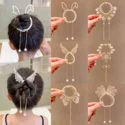 Diadema de perlas con ala ángel para niñas y horquillas elegantes