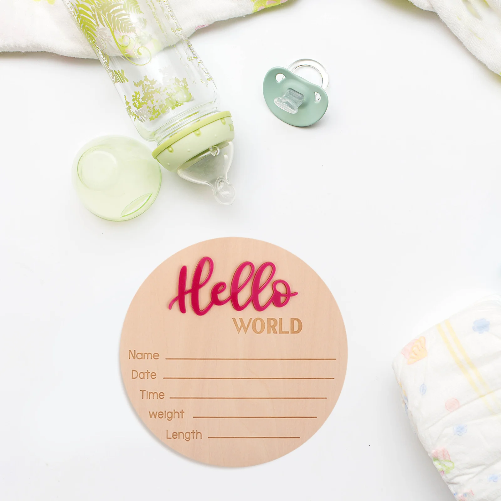 Letrero de llegada para bebé, tarjeta de anuncio para recién nacido, placa de registro de nacimiento de madera para decoración de guardería, recuerdo de bienvenida, accesorio de regalo, 4 Uds.