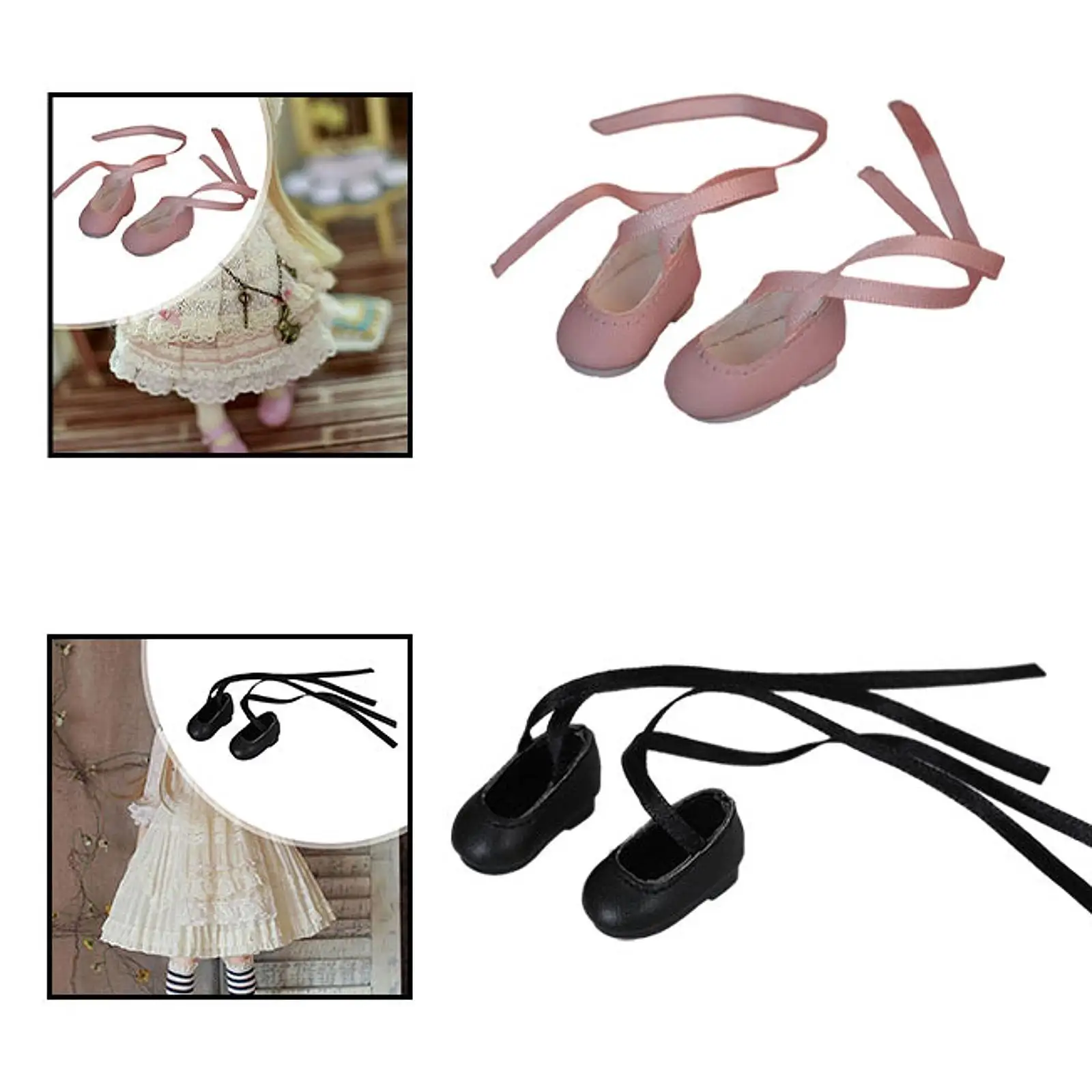 BJD Doll Flats Shoes BJD Doll Shoes Fashion Dress up Pretend Play Outfits, PU Shoes Footwear for 1/6 Doll Female Doll Figures