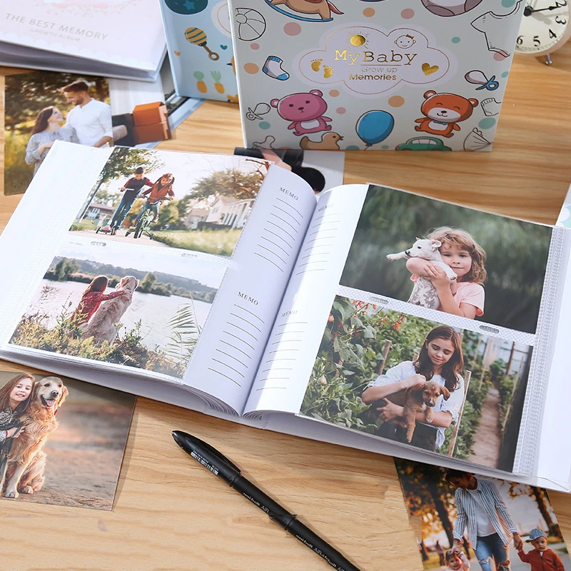 Álbum de fotos de bebé, colección de fotos de crecimiento para recién nacido, grabable, 200 Uds., álbum de fotos de 6 pulgadas, bolsa central de papel de gran capacidad, recuerdo Albu - imagen 5