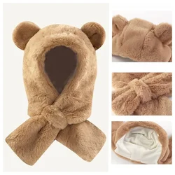 Gorro de punto con orejeras de oso para bebé – Forro polar suave