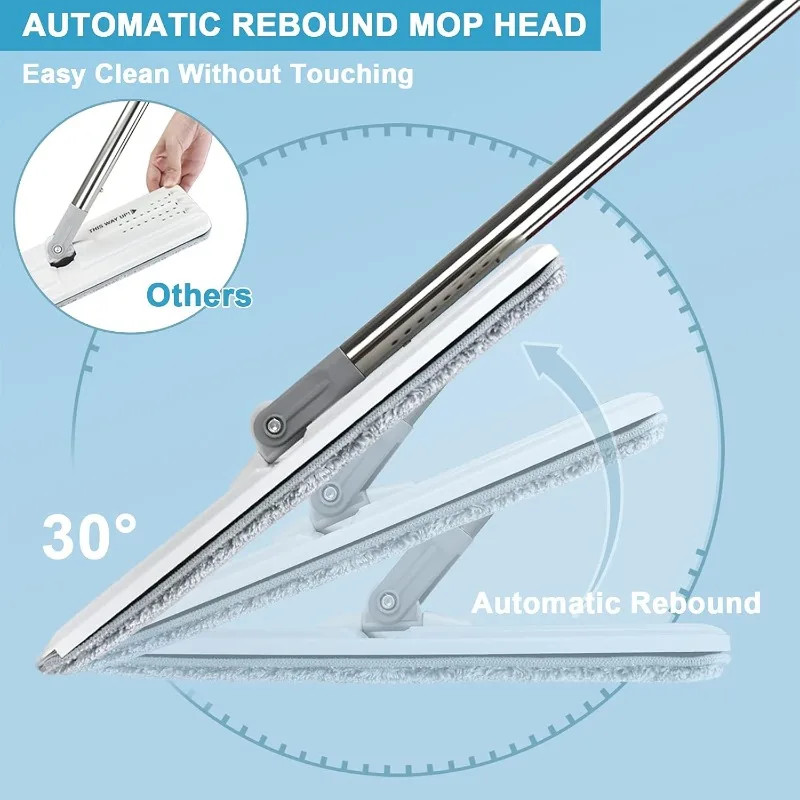 Almohadilla de fregona de microfibra lavable: sistema de limpieza de suelos y ventanas, uso húmedo/seco para limpieza del hogar con cubo - imagen 4
