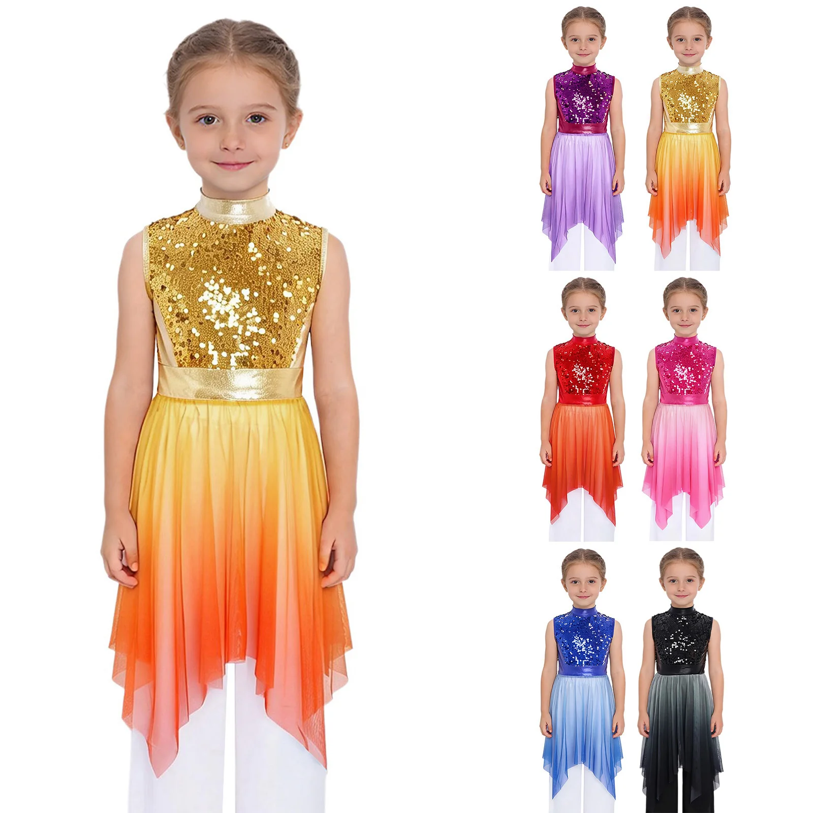 Vestido litúrgico con lentejuelas para niña – Túnica de coro - imagen 3