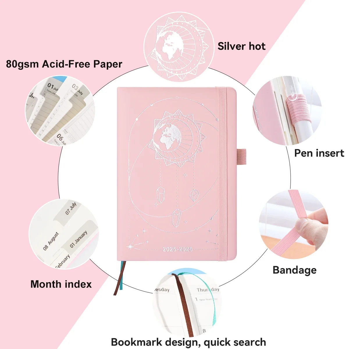 2025-2026 nuevo cuaderno planificador A5 cubierta de cuero PU EN cuaderno de notas multifuncional Agenda Plan semanal diario mensual planificador de presupuesto - imagen 4