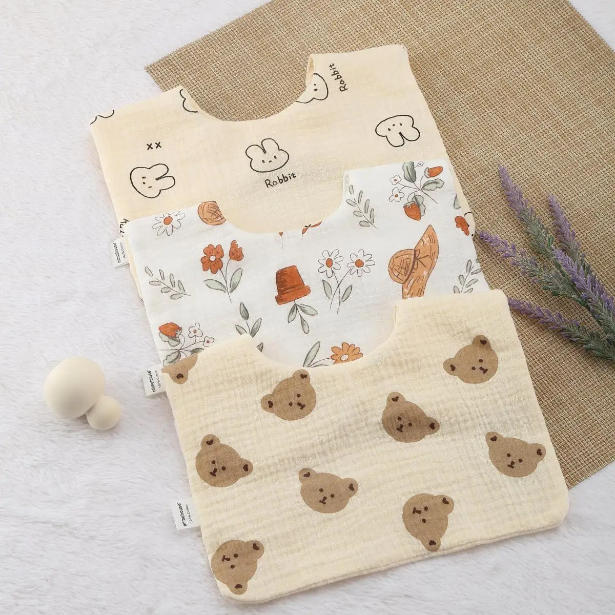 Bavoir d'Alimentation en Gaze de Coton à 6 Couches pour Bébé, Serviette Mignonne à Motif de Dessin Animé, Douce pour le Rot, Nouveau-né et Enfant en Bas Âge