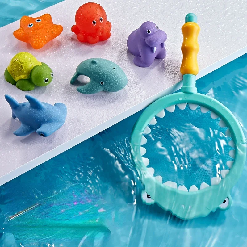 Juguetes de baño de animales para niños y niñas, juguetes flotantes de agua, Sensor de goma suave, juego de Ducha - imagen 5