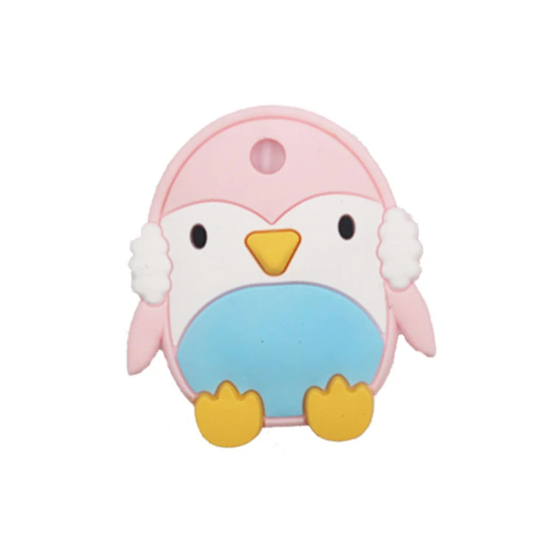 Mordedores de silicona para bebé, juguete de dentición, Clips de chupete DIY, accesorios, pingüino de dibujos animados, producto para niños, productos de silicona de grado alimenticio, 1 unidad - imagen 2