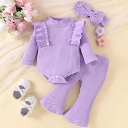 Pack 3 piezas para bebé niña – Top manga larga, falda y banda para el pelo