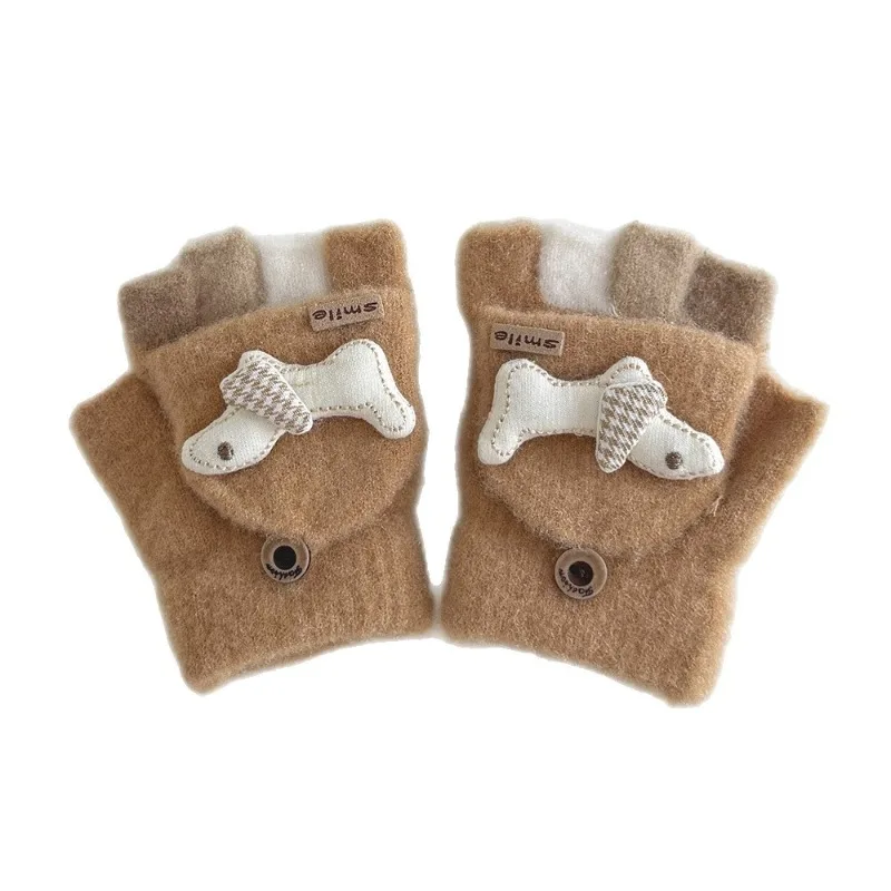 Nuevos guantes de cinco dedos para niños de invierno: bonito diseño de flores dulces estilo Ins, manoplas suaves y cálidas a prueba de frío para niños pequeños - imagen 4