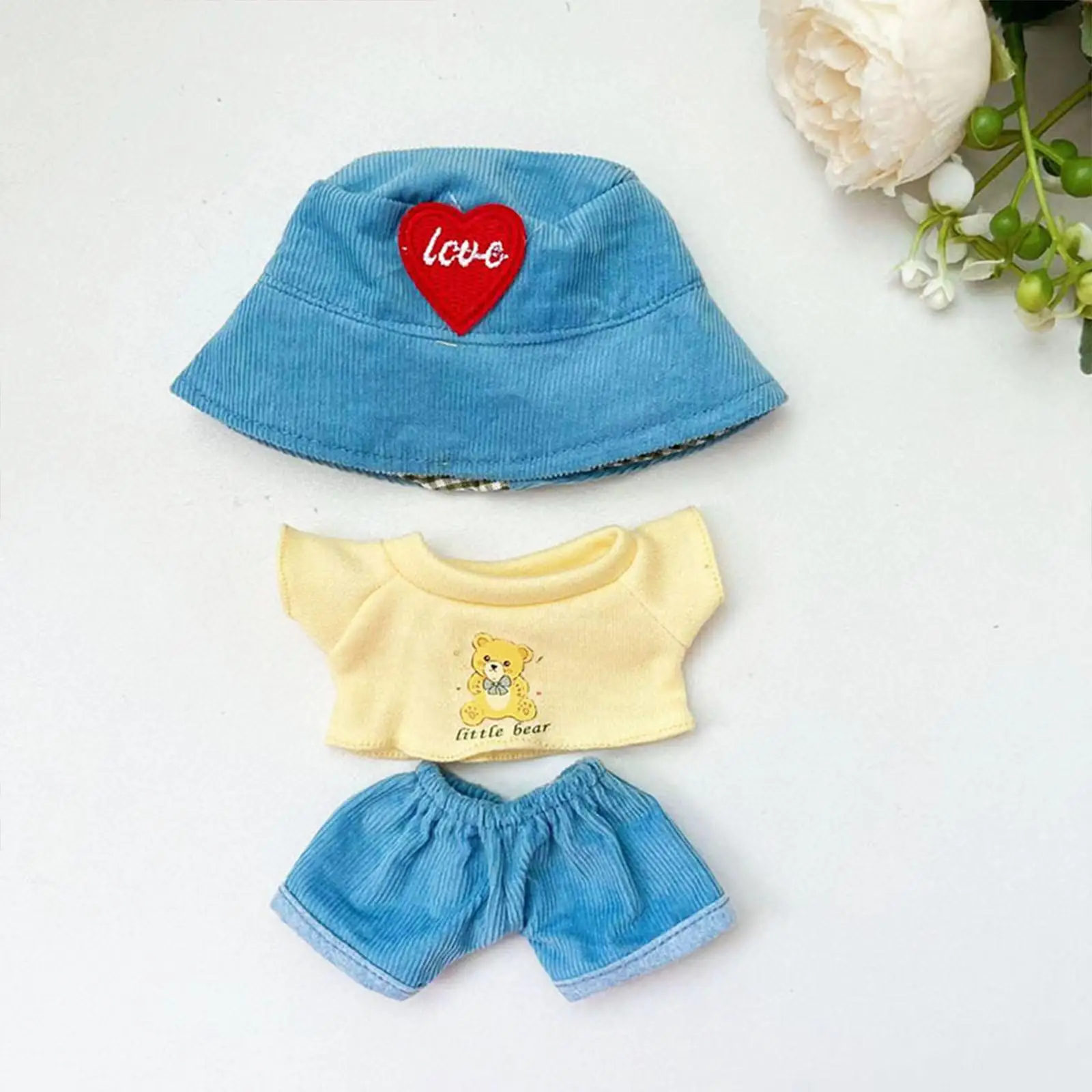 17cm Doll Clothes Daily Wear Uniform Stylish Soft Presents Summer Outfit Set brown