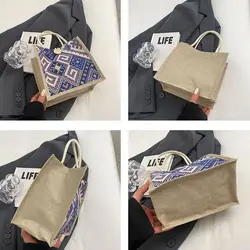 Bolsa de merienda de lona étnica para niñas - Amplia capacidad