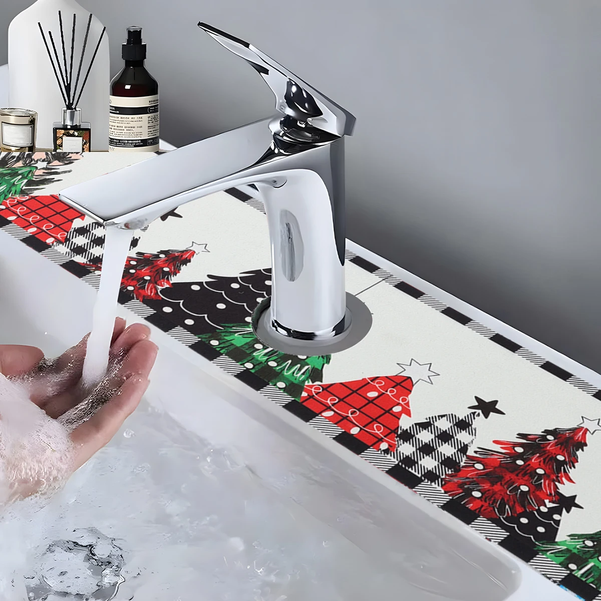 Almohadilla de drenaje para grifo de fregadero de Navidad, adornos navideños para el hogar, alfombrilla contra salpicaduras para fregadero de cocina, regalos de Año Nuevo 2026 - imagen 5