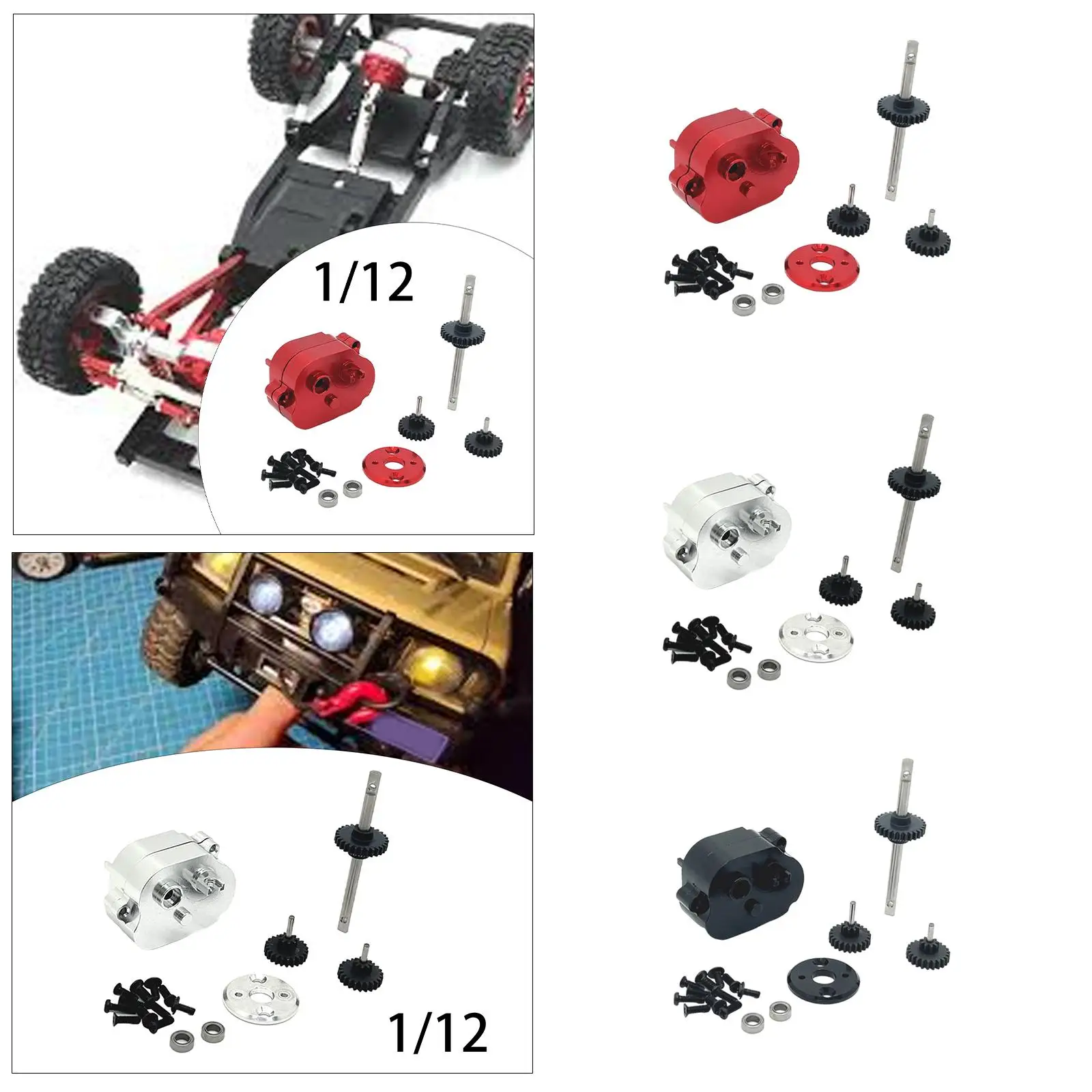 1:12 RC Car Medium Wave Box Assembly Upgrade Accessories Center Gearbox RC Model Vehicle Parts for MN78 LC79 MN98 MN168 Buggies