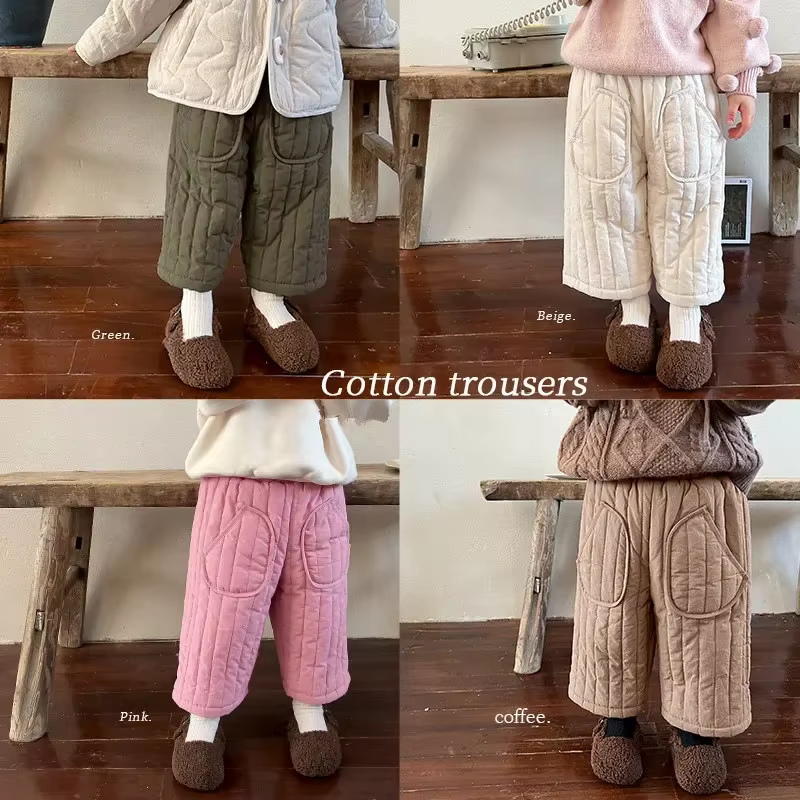 NewBoys Pantalones de algodón con cintura elástica para niñas