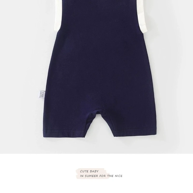 Mameluco sin mangas unisex de verano para recién nacidos, camiseta sin mangas ligera con bonito cachorro de dibujos animados, mono fresco y transpirable para niños y niñas - imagen 5