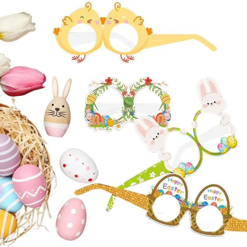 Gafas de papel de Pascua, 12 piezas, gafas de Pascua, accesorios para fotomatón de Pascua, gafas de papel felices de Pascua, decoraciones para fiesta de Pascua divertidas