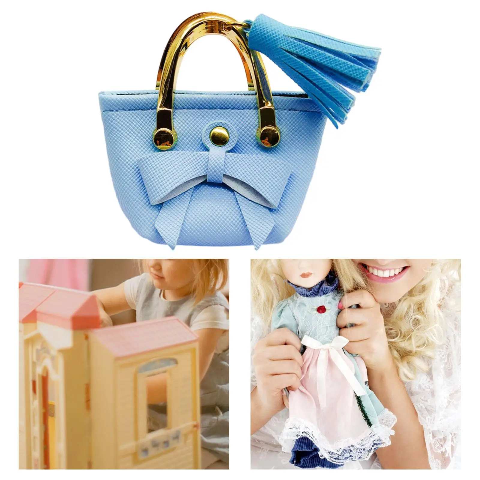 Male Doll Outfit Miniature Handbag 1/6 Scale PU Leather Fashion Tote Bag Accessory for Dollhouse Scene