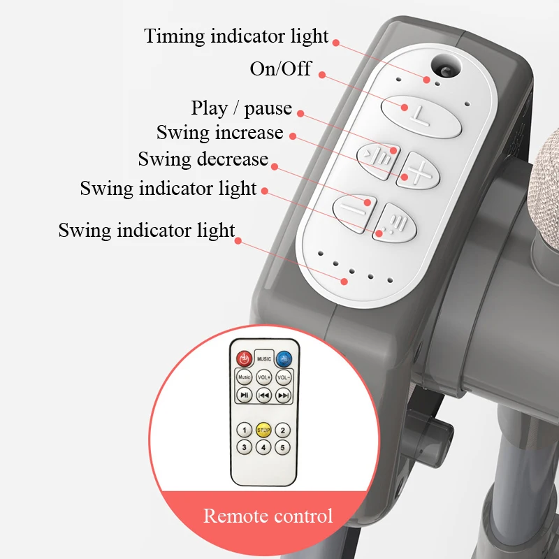 Columpio eléctrico multifuncional para bebé, mecedora portátil con Bluetooth y altura ajustable y temporizador, diseño plegable - imagen 5