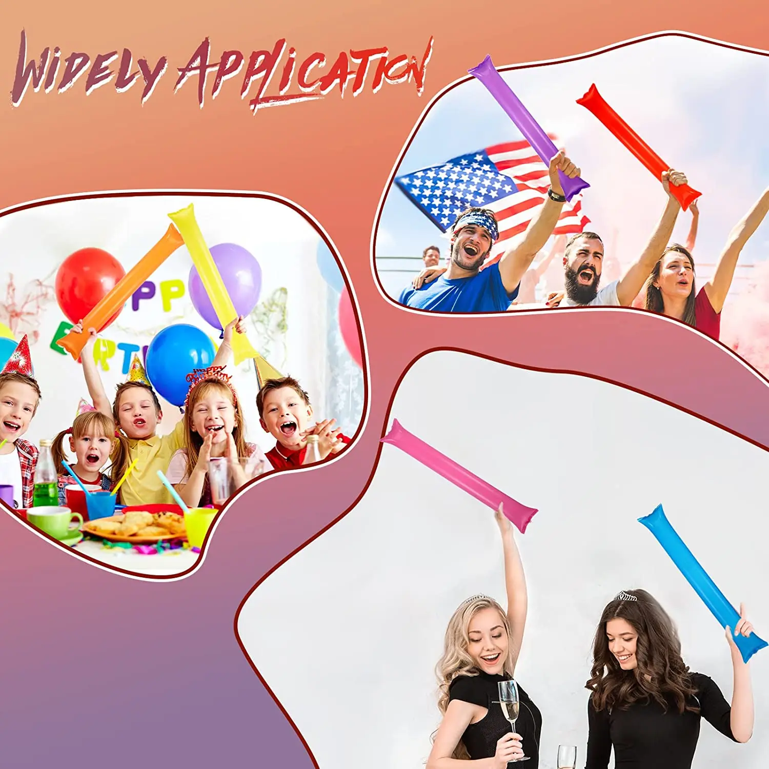 24 Uds. Juguete inflable Cheerstick, palos para animar, palo de globo, palillo para animar, fabricante de ruido, globo, regalo de fiesta de concierto - imagen 3