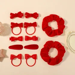 12 Uds. Conjunto de accesorios para el cabello con lazo colorido para niñas, banda para el cabello, coleteros para niños, lazos para el cabello, bandas de goma elásticas para niños