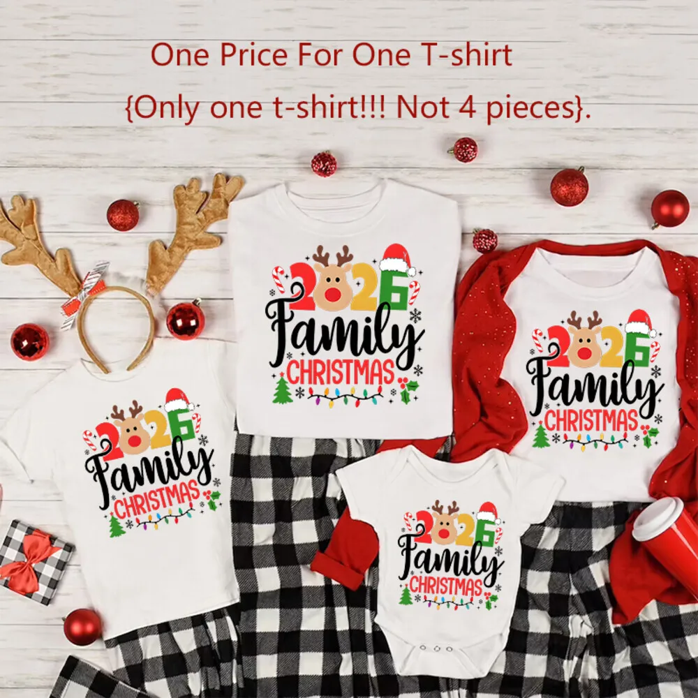 Ropa navideña familiar a juego, conjunto de regalo de fiesta de Navidad, camiseta familiar para padre, madre, niños y niñas, trajes, pelele para bebé 2026 - imagen 5