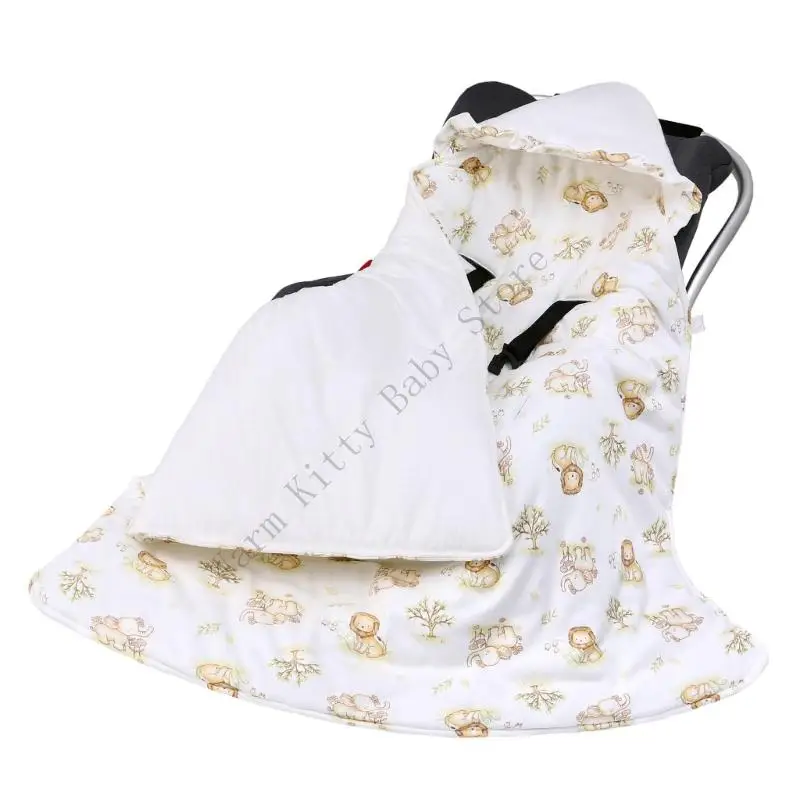Manta gruesa y cálida para bebé, asiento de coche con dibujos animados, manta envolvente con capucha para cochecito al aire libre, Otoño e Invierno - imagen 4