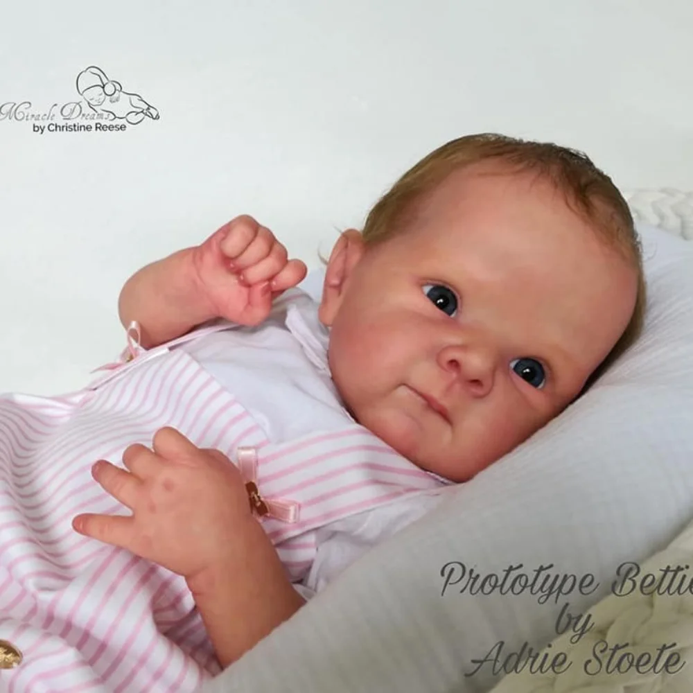 MRB-Kit pintado de piel 3D de 20 pulgadas, Bettie Reborn, con pestañas y cuerpo de tela, piezas de muñeca bebé Reborn sin montar, moldes DIY - imagen 3