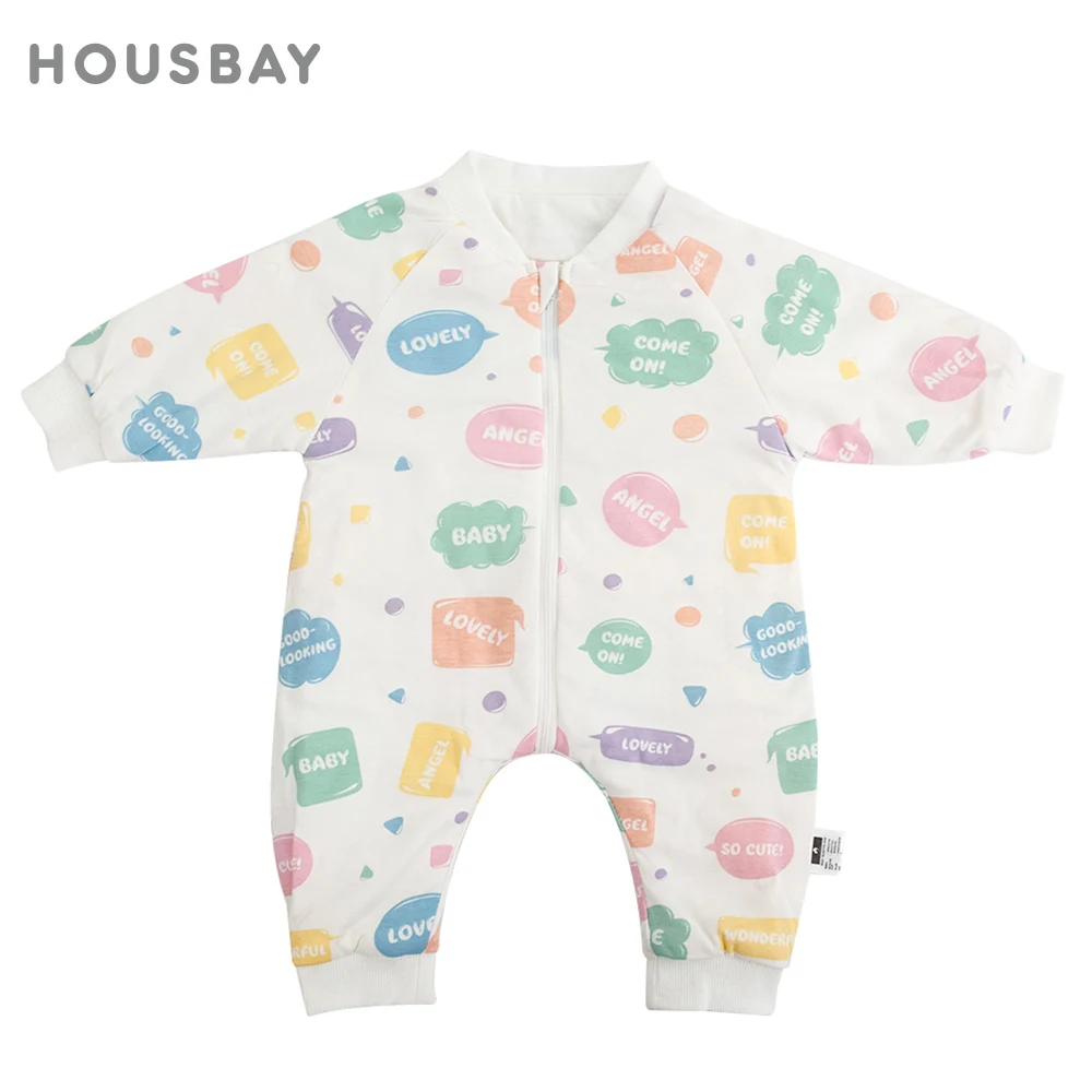 Saco de dormir 100% de algodón para bebé, ropa de dormir suave con estampado de palabras de alabanza para niños, sacos de dormir finos para Otoño e Invierno para niñas y niños