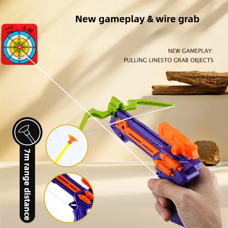 Juego de pistola de juguete con ventosa para niños, lanzador de arco y flecha, juguetes de tiro divertidos para niños pequeños, juego interior y exterior, pistola de juguete segura